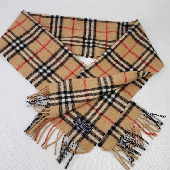 Burberry Scarf Winter Vintage Plaid Nova Check Beige Lambswool Made in England - Picture 1 of 5